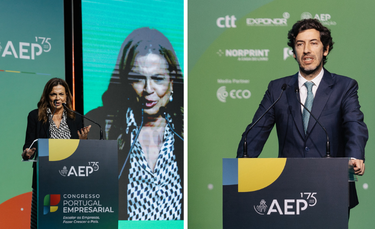A Presidente da CM Matosinhos e o SE da Indústria na sessão de abertura do Congresso Portugal Empresarial